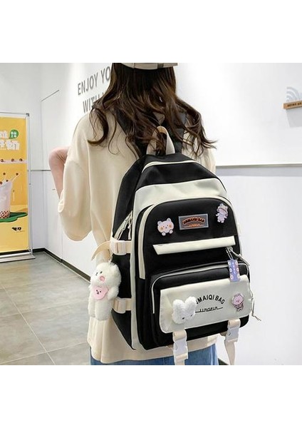 Estetik Sevimli Sırt Çantası Okul Malzemeleri 5 Adet Set Sevimli Kawaii Sırt Çantası Genç Kızlar Için Sırt Çantası Sevimli Estetik Sırt Çantası (Yurt Dışından)