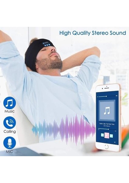Bluetooth Kafa Bandı Uyku Kulaklıkları, Kablosuz Müzik Spor Kafa Bantları Uyku Kulaklıkları, Uzun Süreli Oyun Egzersizi, Koşma, Yoga (Yurt Dışından)
