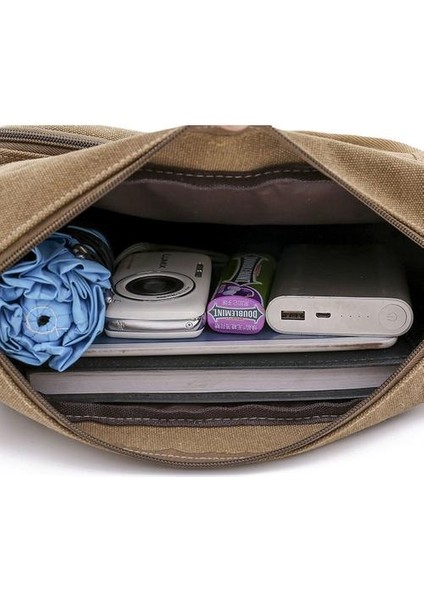 Tuval Büyük Kapasiteli Çok Katmanlı Crossbody Çanta (Yurt Dışından)