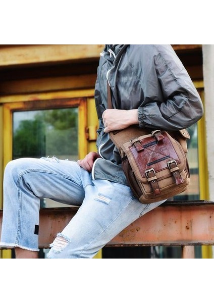 Erkek Vintage Küçük Kanvas Omuz Çantası Crossbody Cüzdan (Yurt Dışından) modelleri