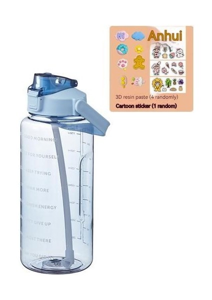 2000ml Açık Taşınabilir Spor Fitness Uzay Bardağı Şeffaf Plastik Su Matarası (Yurt Dışından)