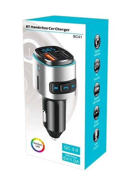 Bc41 Araç Bluetooth Mp3 Çalar Fm Alıcı Usb Şarj Cihazı - Siyah (Yurt Dışından) fırsatları
