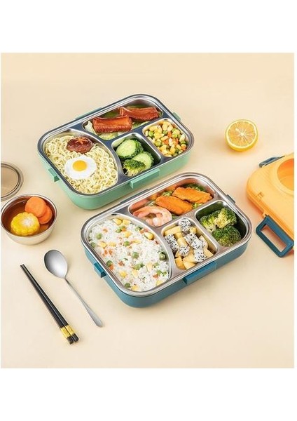 Plastik Çift Katmanlı Yemek Kabı - Sarı (Yurt Dışından)