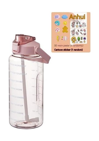 2000ml Açık Taşınabilir Spor Fitness Uzay Bardağı Şeffaf Plastik Su Matarası (Yurt Dışından)
