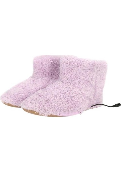Kış Usb Isıtıcı Ayak Ayakkabıları Peluş Sıcak Elektrikli Terlik Ayak Isı Erkek/Kadın Pembe (Yurt Dışından)
