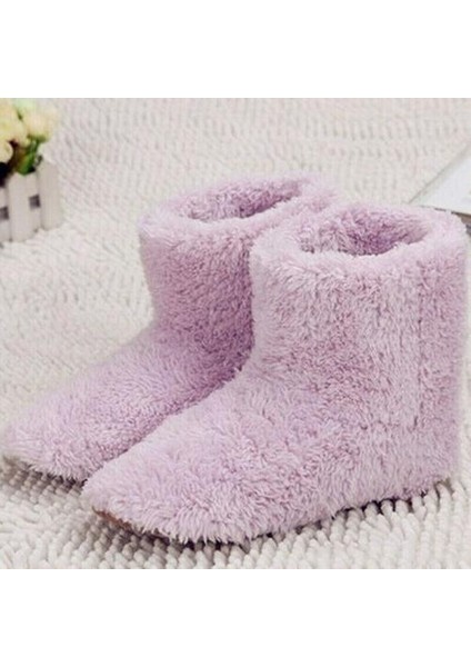Kış Usb Isıtıcı Ayak Ayakkabıları Peluş Sıcak Elektrikli Terlik Ayak Isı Erkek/Kadın Pembe (Yurt Dışından)