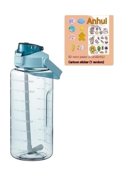2000ml Açık Taşınabilir Spor Fitness Uzay Bardağı Şeffaf Plastik Su Matarası (Yurt Dışından)
