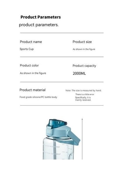 2000ml Açık Taşınabilir Spor Fitness Uzay Bardağı Şeffaf Plastik Su Matarası (Yurt Dışından) modelleri