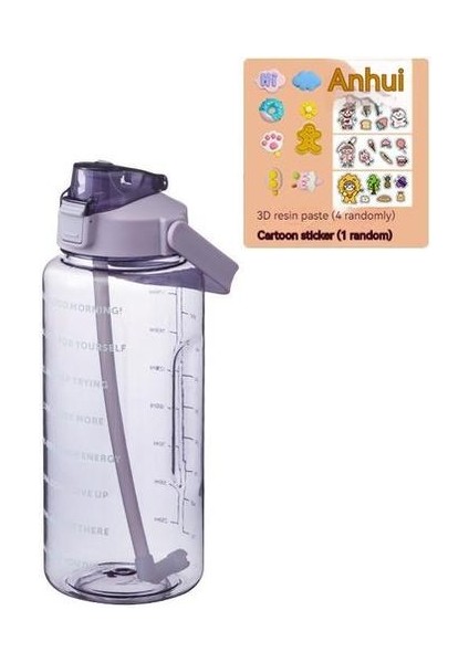 2000ml Açık Taşınabilir Spor Fitness Uzay Bardağı Şeffaf Plastik Su Matarası (Yurt Dışından)