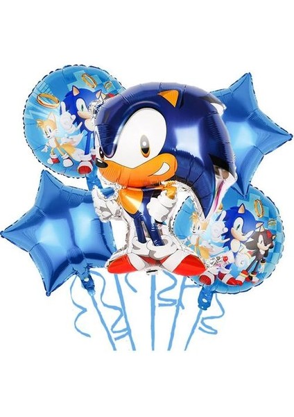 Parti Malzemesi Balon Seti Alüminyum Film Balon 5 Adet Sonic Parti Dekorasyonu (Yurt Dışından)