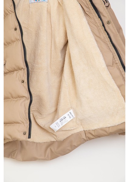 Kürklü Kapüşonlu Ekstra Dolgulu Cepli Fermuarlı Erkek Çocuk Bej Mont fiyatları