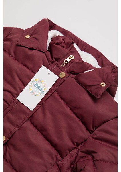 Çıtçıt Kapamalı Fermuarlı Kürksüz Kapüşonlu Gül Kurusu Kız Çocuk Mont modelleri