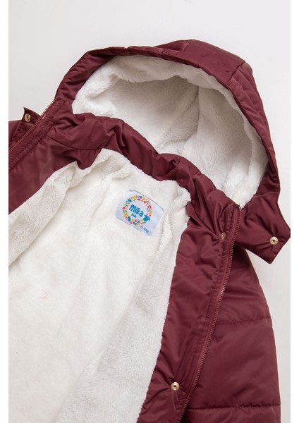 Çıtçıt Kapamalı Fermuarlı Kürksüz Kapüşonlu Gül Kurusu Kız Çocuk Mont fırsatları