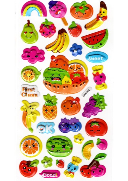 Sticker Kabartmalı Stiker Defter, Planlayıcı Etiket (LIMLRA-042) - 17X9 cm - Meyveler