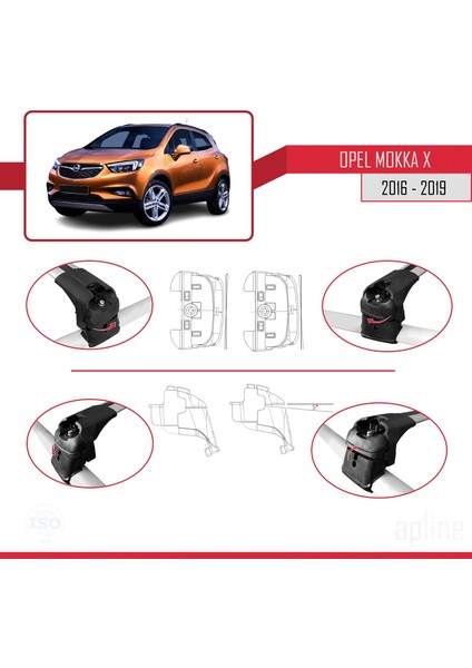 Opel Mokka x 2016-2020 Arası ile Uyumlu Ace-2 Ara Atkı Tavan Barı Gri