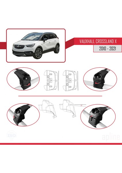 Vauxhall Crossland x 2017-2020 Arası ile Uyumlu Ace-2 Ara Atkı Tavan Barı Gri indirimleri