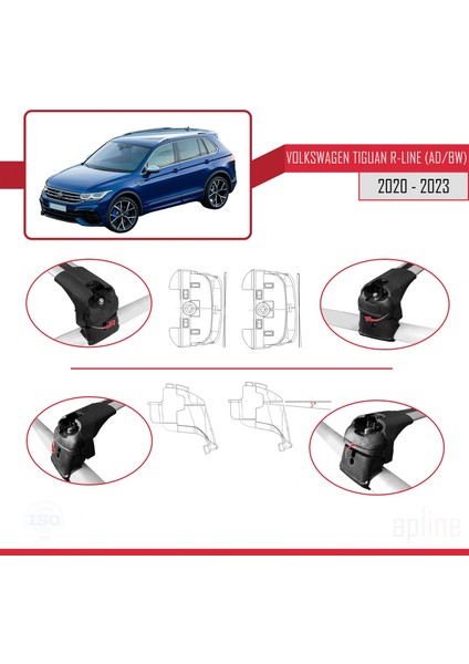 Volkswagen Tıguan R-Lıne (Ad/bw) 2020 ve Sonrası ile Uyumlu Ace-2 Ara Atkı Tavan Barı Gri indirimleri