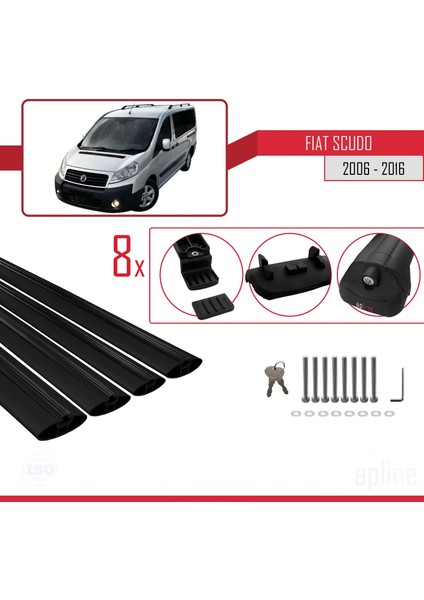 Fiat Scudo 2006-2016 Arası ile Uyumlu Ace-1 Ara Atkı Tavan Barı Siyah 4 Adet Bar indirimleri