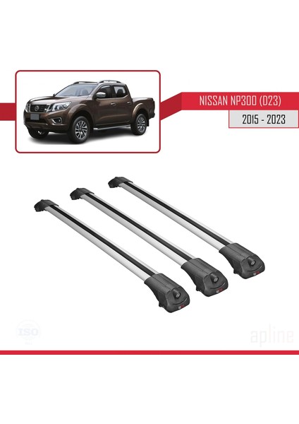 Nissan NP300 (D23) 2015 ve Sonrası ile Uyumlu Ace-1 Ara Atkı Tavan Barı Gri 3 Adet Bar modelleri
