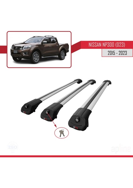 Nissan NP300 (D23) 2015 ve Sonrası ile Uyumlu Ace-1 Ara Atkı Tavan Barı Gri 3 Adet Bar fırsatları