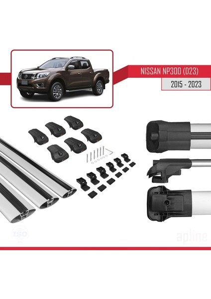 Nissan NP300 (D23) 2015 ve Sonrası ile Uyumlu Ace-1 Ara Atkı Tavan Barı Gri 3 Adet Bar indirimleri