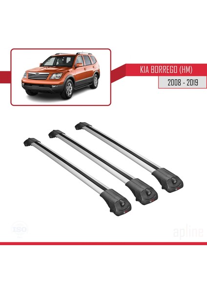 Kia Borrego (Hm) 2008-2019 Arası ile Uyumlu Ace-1 Ara Atkı Tavan Barı Gri 3 Adet Bar modelleri