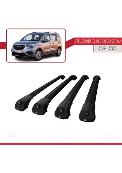 Opel Combo (E) Life Passengervan 2019 ve Sonrası ile Uyumlu Ace-1 Ara Atkı Tavan Barı Siyah 4 Adet Bar modelleri