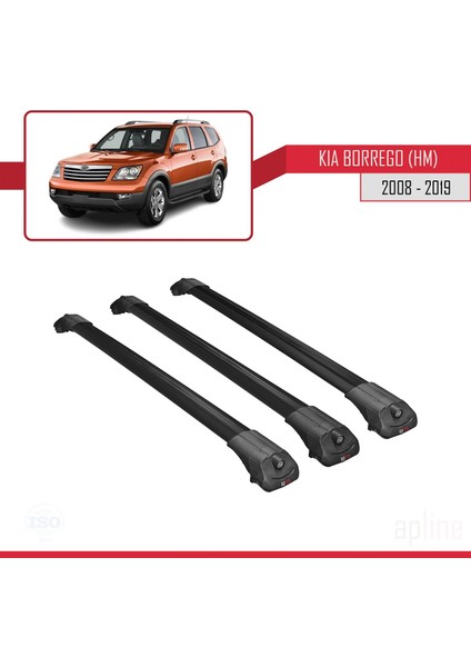 Kia Borrego (Hm) 2008-2019 Arası ile Uyumlu Ace-1 Ara Atkı Tavan Barı Siyah 3 Adet Bar modelleri