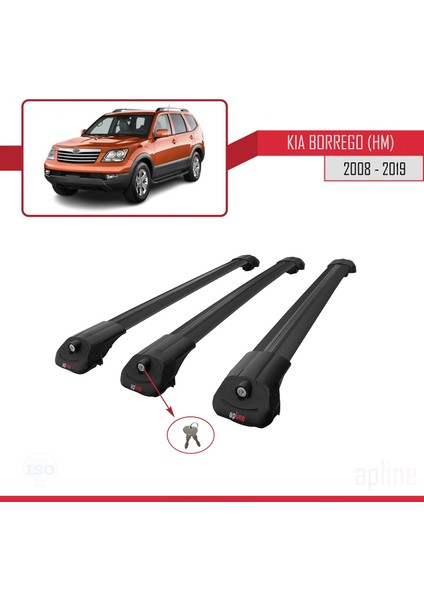 Kia Borrego (Hm) 2008-2019 Arası ile Uyumlu Ace-1 Ara Atkı Tavan Barı Siyah 3 Adet Bar fırsatları