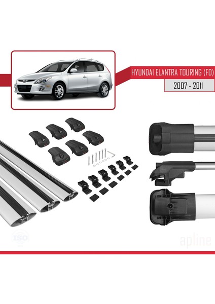 Hyundai Elantra Touring (Fd) 2007-2011 Arası ile Uyumlu Ace-1 Ara Atkı Tavan Barı Gri 3 Adet Bar indirimleri