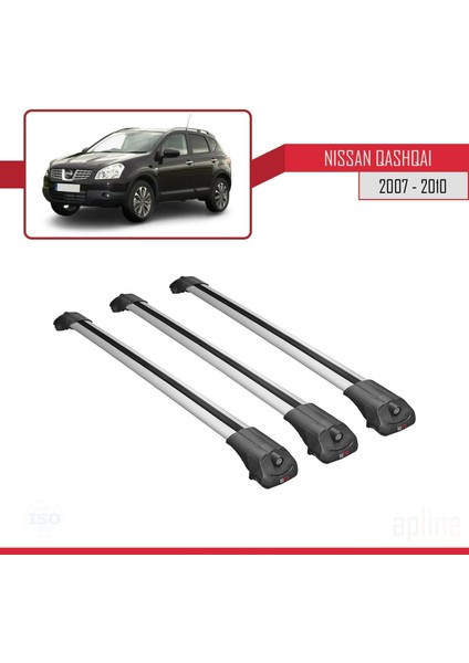 Nissan Qashqai 2007-2010 Arası ile Uyumlu Ace-1 Ara Atkı Tavan Barı Gri 3 Adet Bar modelleri