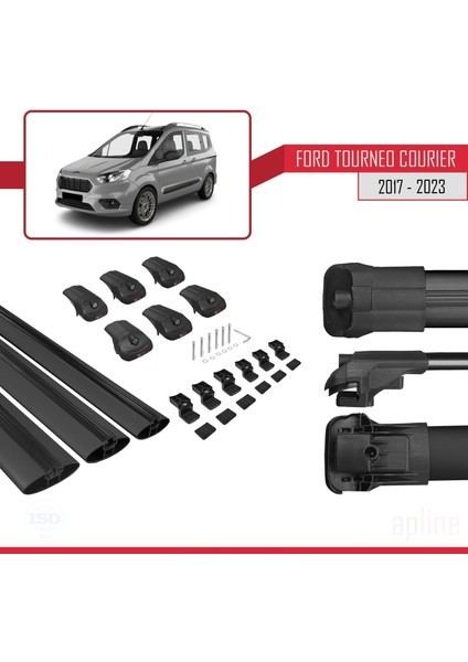 Ford Tourneo Courier 2017 ve Sonrası ile Uyumlu Ace-1 Ara Atkı Tavan Barı Siyah 3 Adet Bar indirimleri
