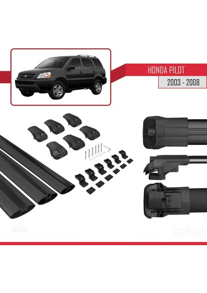 Honda Pilot 2003-2008 Arası ile Uyumlu Ace-1 Ara Atkı Tavan Barı Siyah 3 Adet Bar indirimleri
