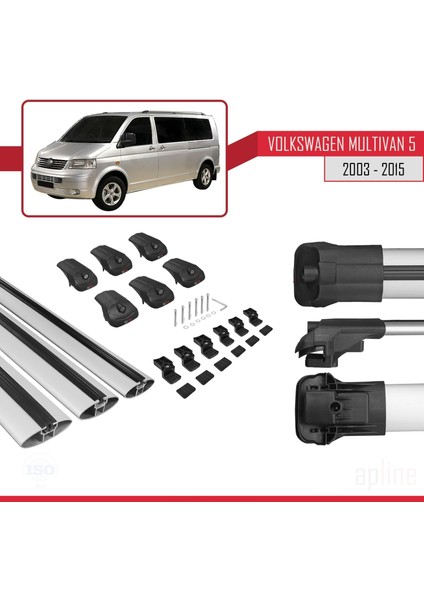 Volkswagen Multivan (T5) 2003-2015 Arası ile Uyumlu Ace-1 Ara Atkı Tavan Barı Gri 3 Adet Bar indirimleri