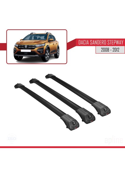 Dacia Sandero Stepway 2008-2012 Arası ile Uyumlu Ace-1 Ara Atkı Tavan Barı Siyah 3 Adet Bar modelleri