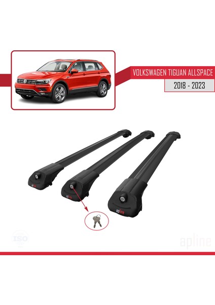 Vw Tiguan Allspace 2018 ve Sonrası ile Uyumlu Ace-1 Ara Atkı Tavan Barı Siyah 3 Adet Bar fırsatları
