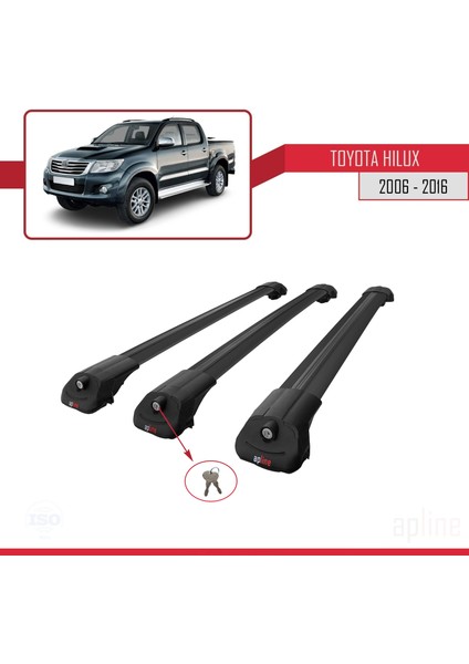 Toyota Hilux 2006-2016 Arası ile Uyumlu Ace-1 Ara Atkı Tavan Barı Siyah 3 Adet Bar fırsatları