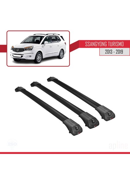 Ssangyong Turismo 2013-2019 Arası ile Uyumlu Ace-1 Ara Atkı Tavan Barı Siyah 3 Adet Bar modelleri