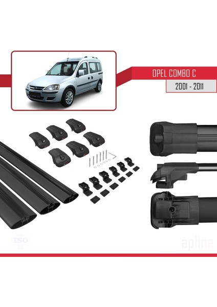 Opel Combo (C) 2001-2011 Arası ile Uyumlu Ace-1 Ara Atkı Tavan Barı Siyah 3 Adet Bar indirimleri