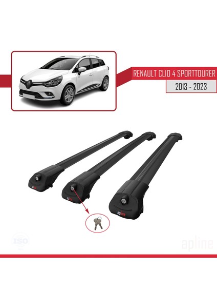 Renault Clio Sport Tourer 2013 ve Sonrası ile Uyumlu Ace-1 Ara Atkı Tavan Barı Siyah 3 Adet Bar fırsatları