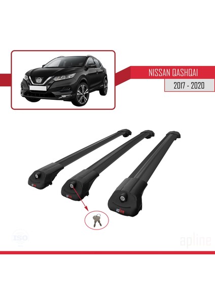 Nissan Qashqai 2017-2020 Arası ile Uyumlu Ace-1 Ara Atkı Tavan Barı Siyah 3 Adet Bar fırsatları