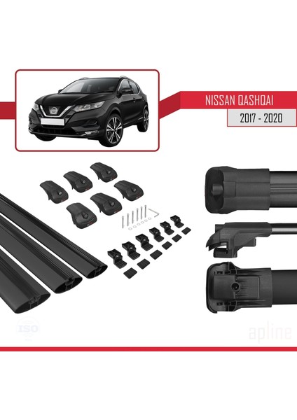 Nissan Qashqai 2017-2020 Arası ile Uyumlu Ace-1 Ara Atkı Tavan Barı Siyah 3 Adet Bar indirimleri