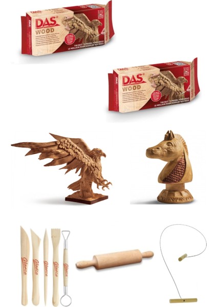 Das Wood 350 gr Modelling Clay 2'li  Ahşap Modelleme Ebeşuar Kil Seti