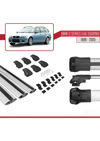Bmw 3 Serisi (E46) Tourıng 1998-2005 Arası ile Uyumlu Ace-1 Ara Atkı Tavan Barı Gri 3 Adet Bar indirimleri