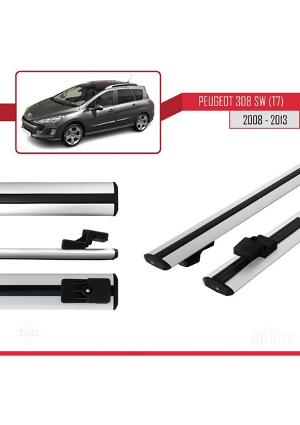 Peugeot 308 Sw (T7) 2008-2013 Arası ile Uyumlu Basıc Model Ara Atkı Tavan Barı Gri