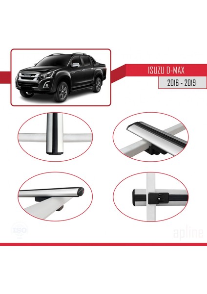 Isuzu D-Max 2016-2019 Arası ile Uyumlu Basıc Model Ara Atkı Tavan Barı Gri 3 Adet fırsatları