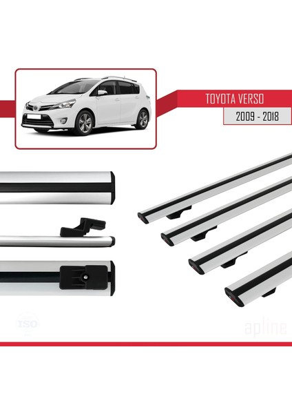 Toyota Verso 2009-2018 Arası ile Uyumlu Basıc Model Ara Atkı Tavan Barı Gri 4 Adet modelleri