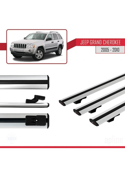 Jeep Grand Cherokee 2005-2010 Arası ile Uyumlu Basıc Model Ara Atkı Tavan Barı Gri 3 Adet modelleri