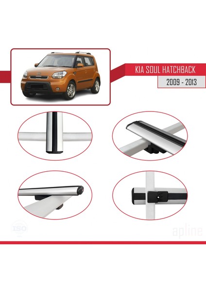 Kia Soul Hatchback 2009-2013 Arası ile Uyumlu Basıc Model Ara Atkı Tavan Barı Gri 3 Adet fırsatları