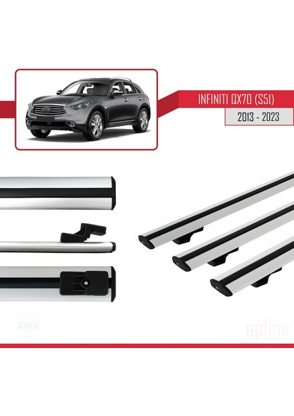 Infiniti QX70 S51 2013 ve Sonrası ile Uyumlu Basıc Model Ara Atkı Tavan Barı Gri 3 Adet modelleri